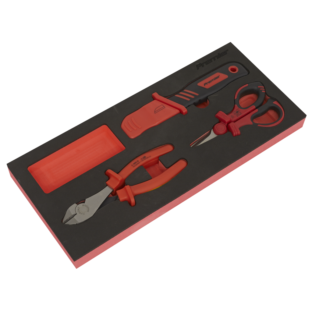 Sealey Premier Insulated Cutting Set with Tool Tray 3pc - VDE Approved