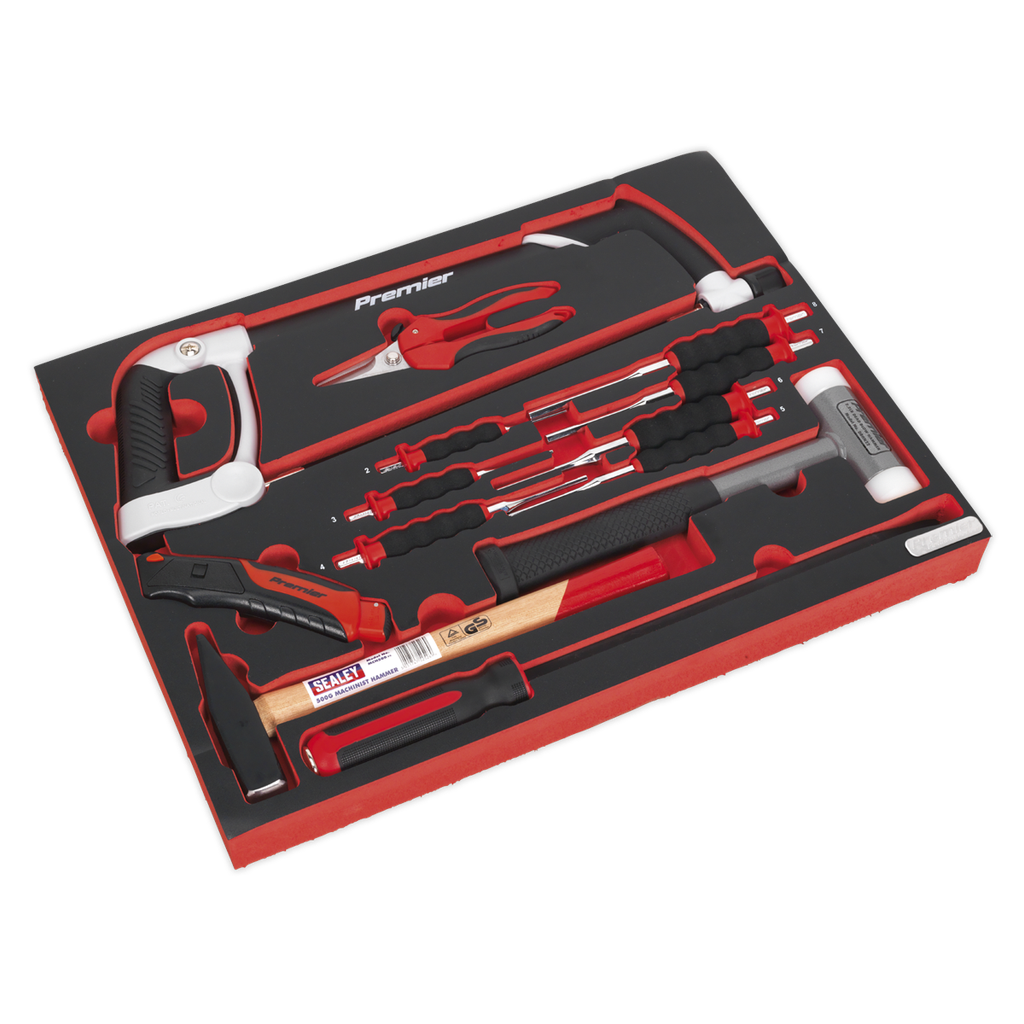 Sealey Premier Platinum Hacksaw, Hammers & Punch Kit with Tool Tray 13pc