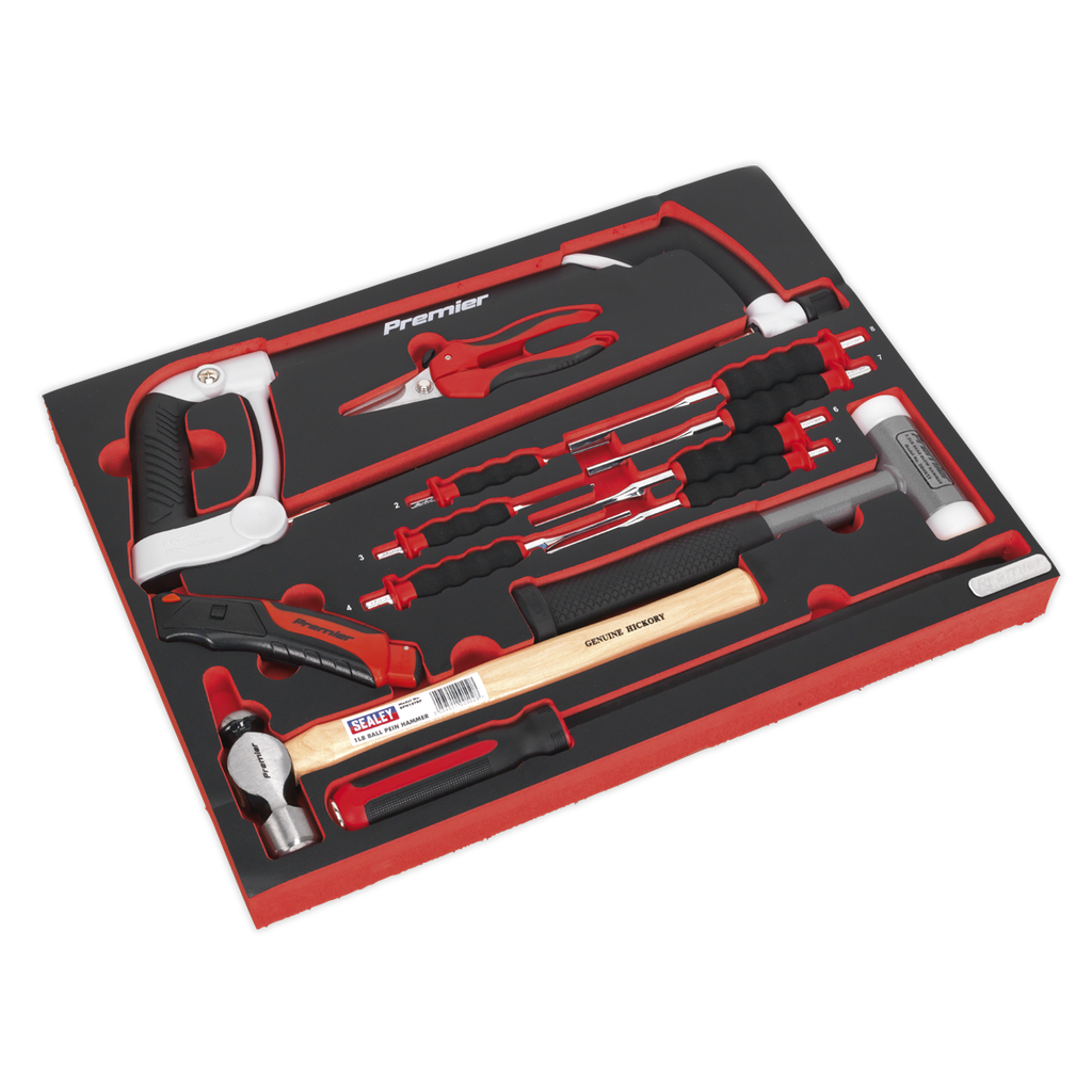 Sealey Premier Platinum Hacksaw, Hammers & Punch Kit with Tool Tray 13pc