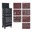 Superline PRO® Tool Chest Combination 14 Drawer with 446pc Tool Kit - Black