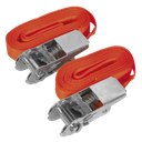 Sealey Self-Securing Ratchet Straps 25mm x 4.5m 500kg Breaking Strength - Pair