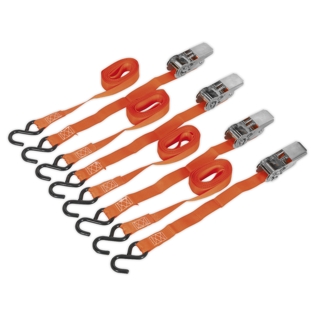 Sealey Ratchet Straps Polyester Webbing with S-Hooks 25mm x 4m 5