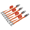 Ratchet Straps Polyester Webbing with S-Hooks 25mm x 4m 500kg Breaking Strength - 2 Pairs
