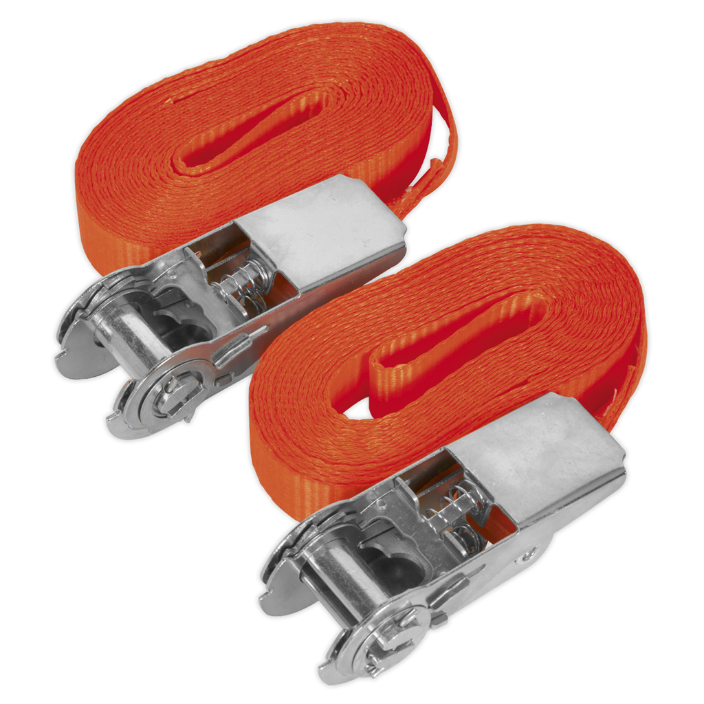Self-Securing Ratchet Straps 25mm x 4.5m 800kg Breaking Strength - Pair