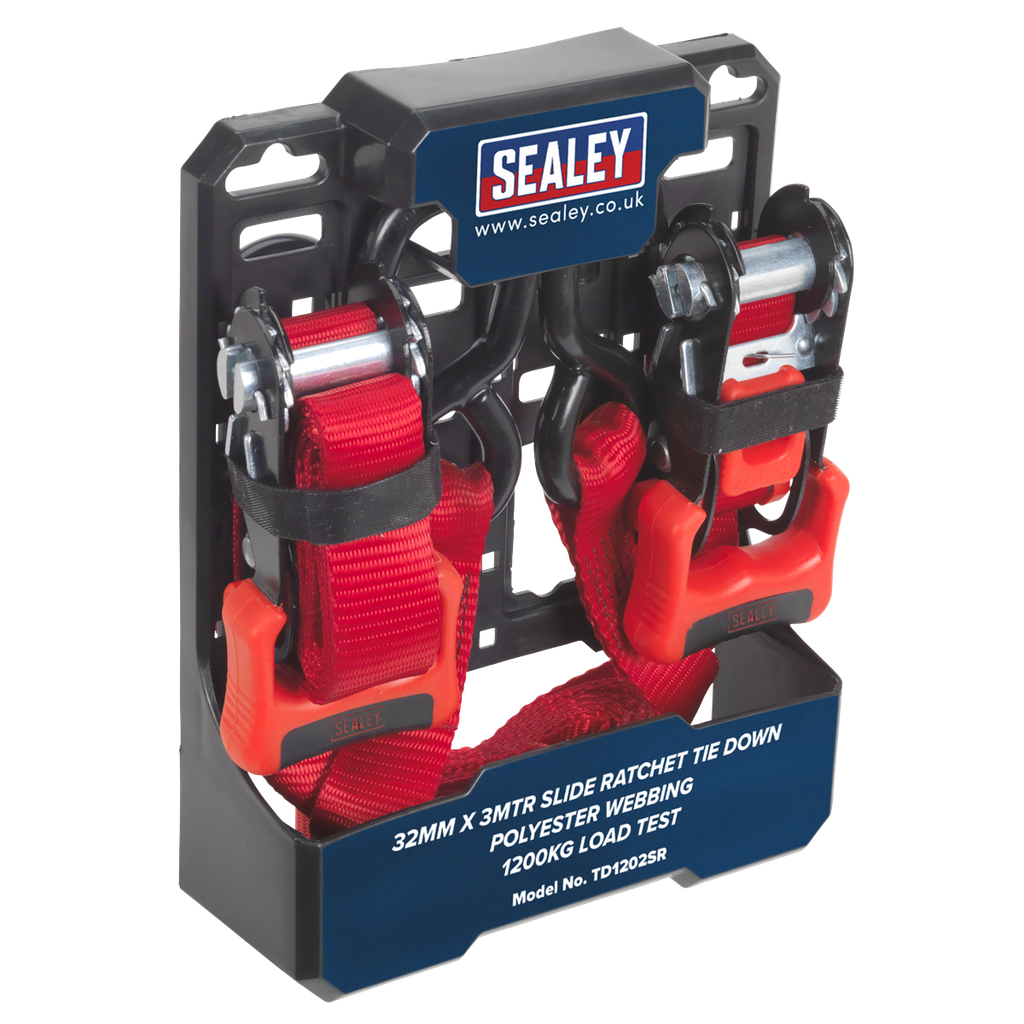 Sealey Slide Ratchet Strap Polyester Webbing with S-Hooks 32mm x