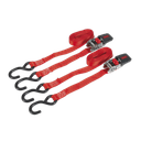 Sealey Ratchet Straps Polyester Webbing with S-Hooks 25mm x 4m 800kg Breaking Strength - Pair