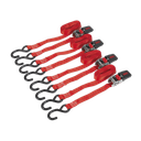 Ratchet Strap Polyester Webbing with S-Hooks 25mm x 4m 800kg Breaking Strength - 2 Pairs