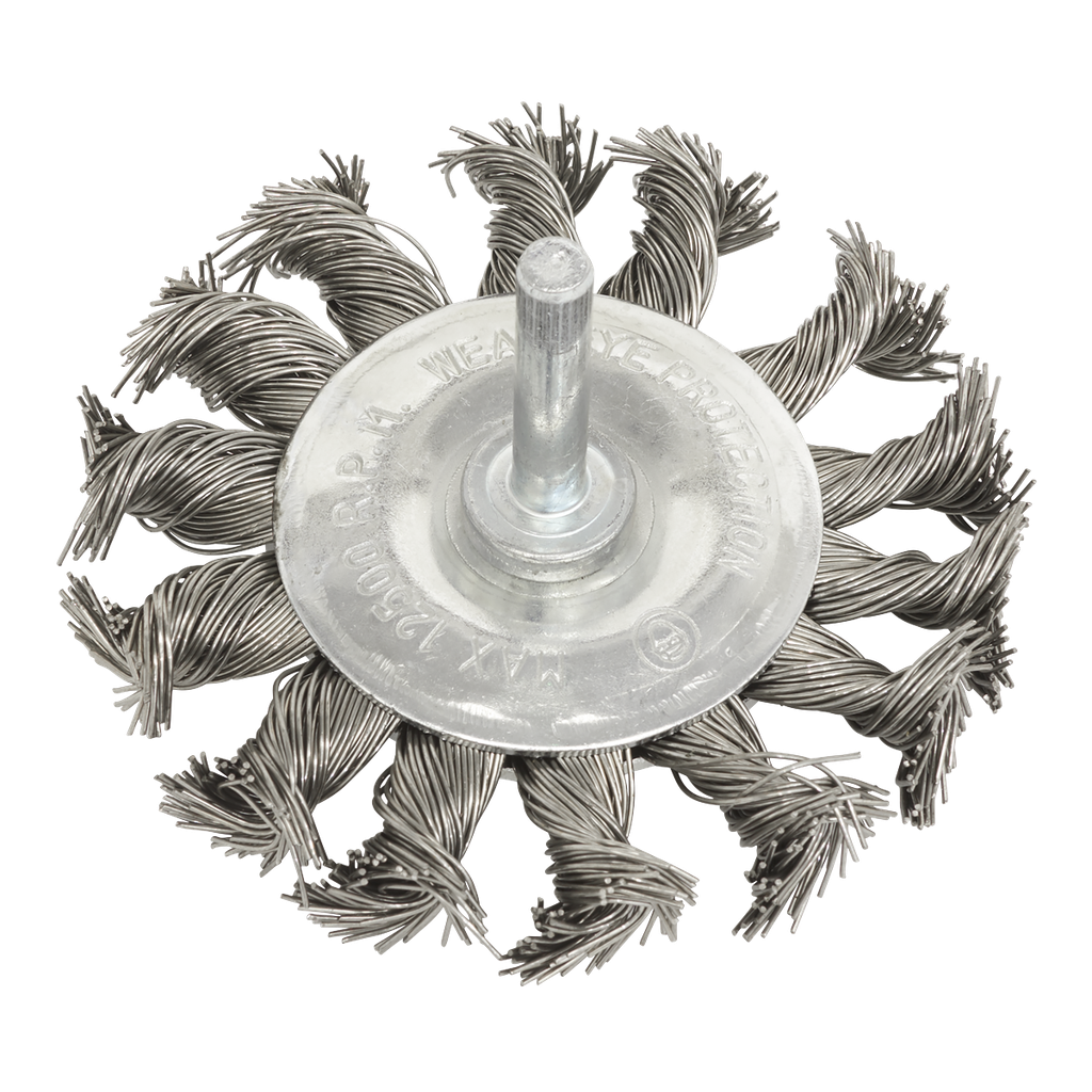 Sealey 75mm Twist Knot Flat Wire Wheel with 6mm Shaft