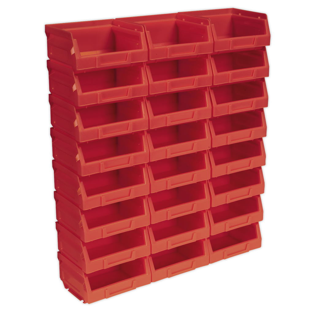 Sealey Plastic Storage Bin 105 x 85 x 55mm, Red - Pack of 24