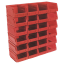 Plastic Storage Bin 105 x 165 x 85mm, Red - Pack of 24