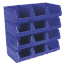 Sealey Plastic Storage Bin 210 x 355 x 165mm, Blue - Pack of 12