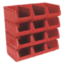 Sealey Plastic Storage Bin 210 x 355 x 165mm, Red - Pack of 12