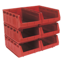 Plastic Storage Bin 310 x 500 x 190mm, Red - Pack of 6