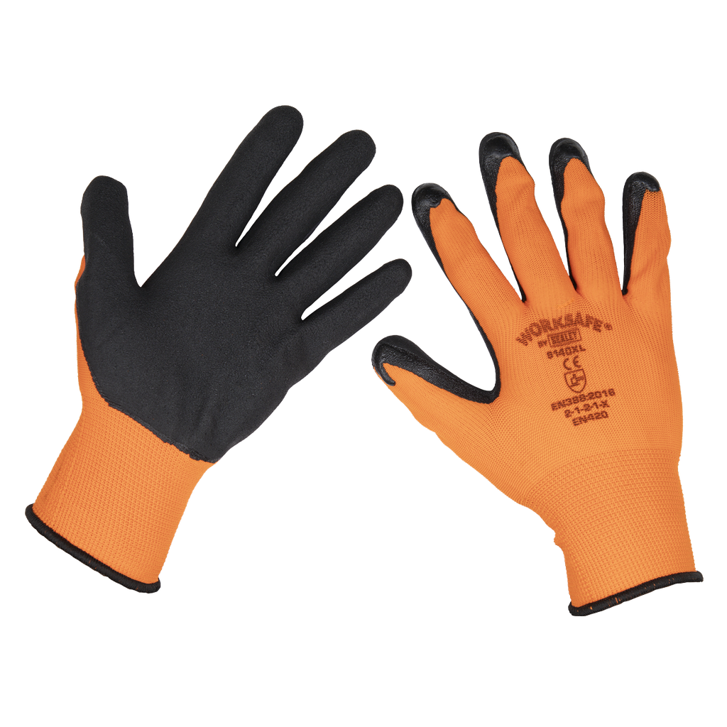 Worksafe® Foam Latex Grippa Gloves, X-Large - Pack of 6 Pairs
