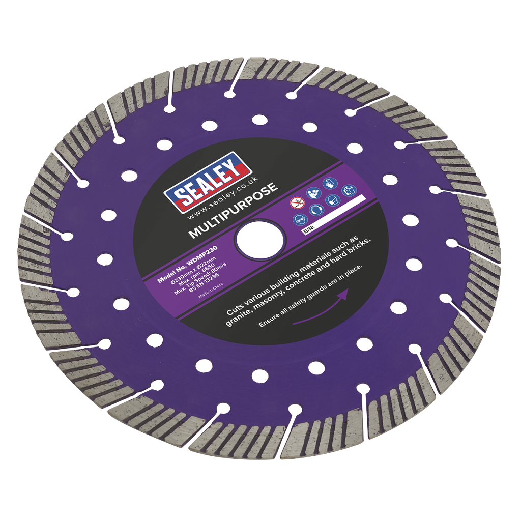 Sealey Dry/Wet Use Multipurpose Cutting Diamond Blade 230mm