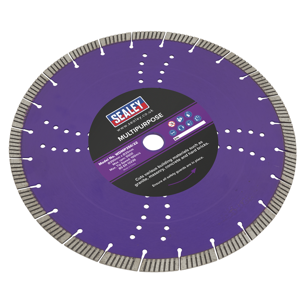 Sealey Dry/Wet Use Multipurpose Cutting Diamond Blade 350mm