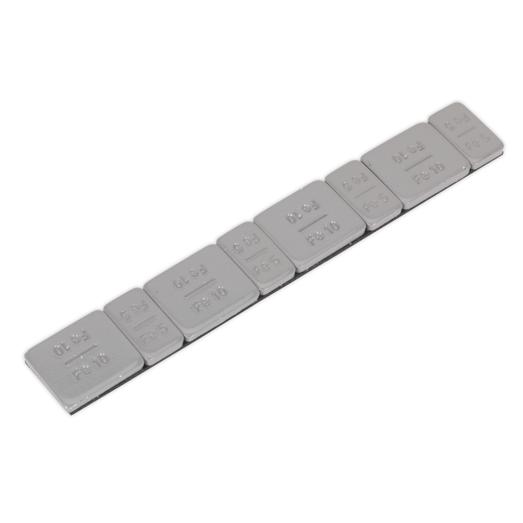 Sealey Plastic Coated Zinc Plated Adhesive Wheel Weight 5/10g Strip of 8 (4 x Each Weight) - Pack of 100