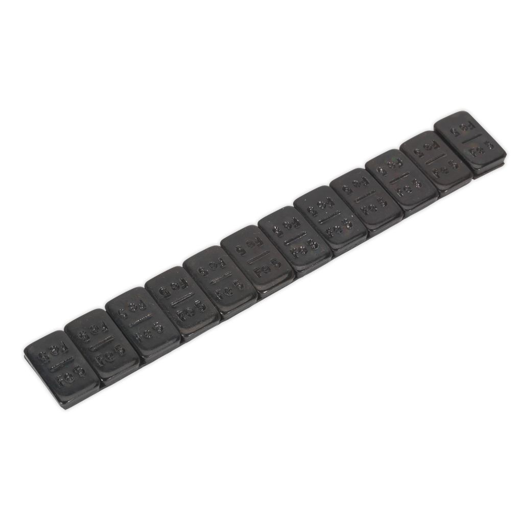 Sealey Zinc Plated Black Steel Adhesive Wheel Weight 5g Strip of 12 - Pack of 50