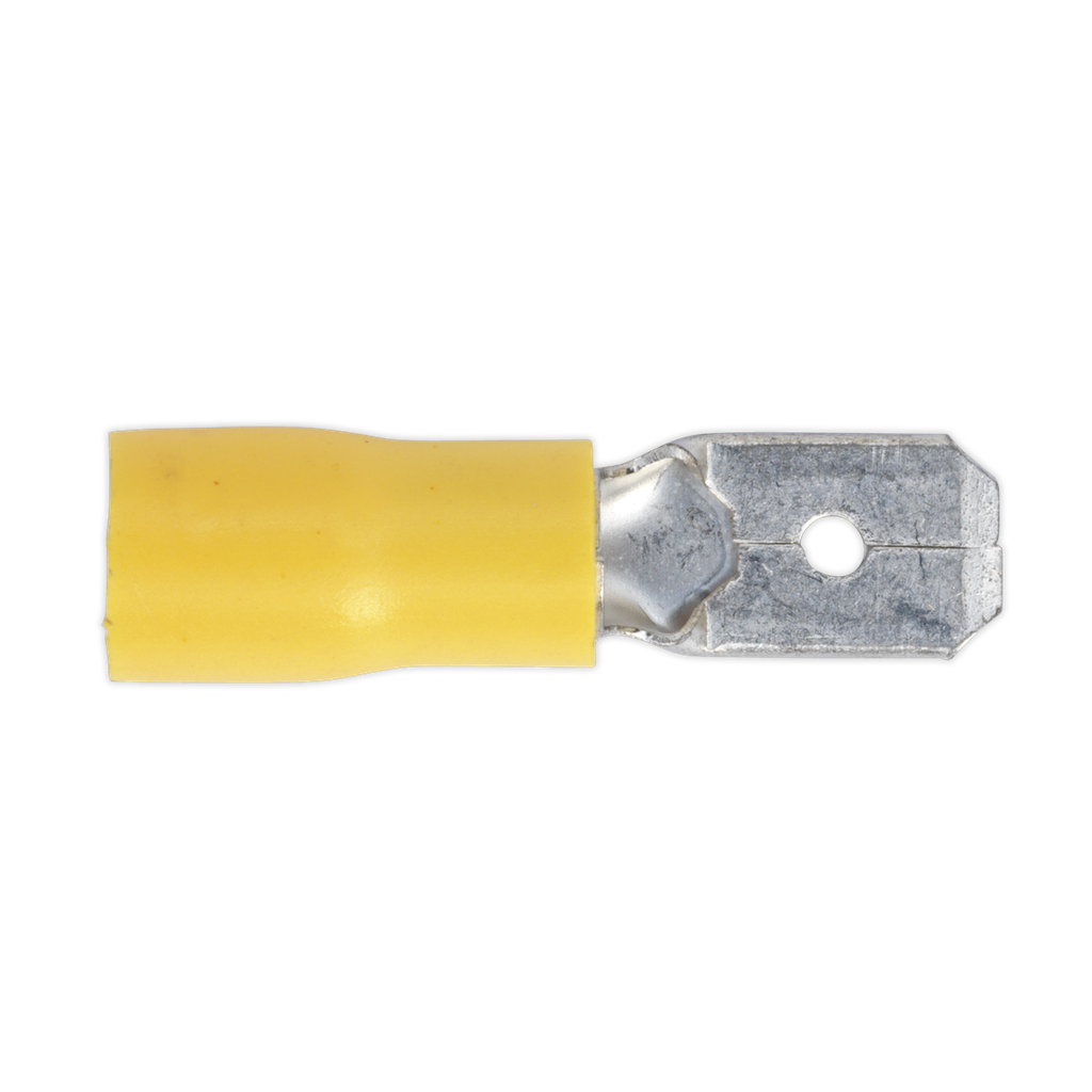 Sealey Push-On Male Terminal 6.3mm, Yellow - Pack of 100