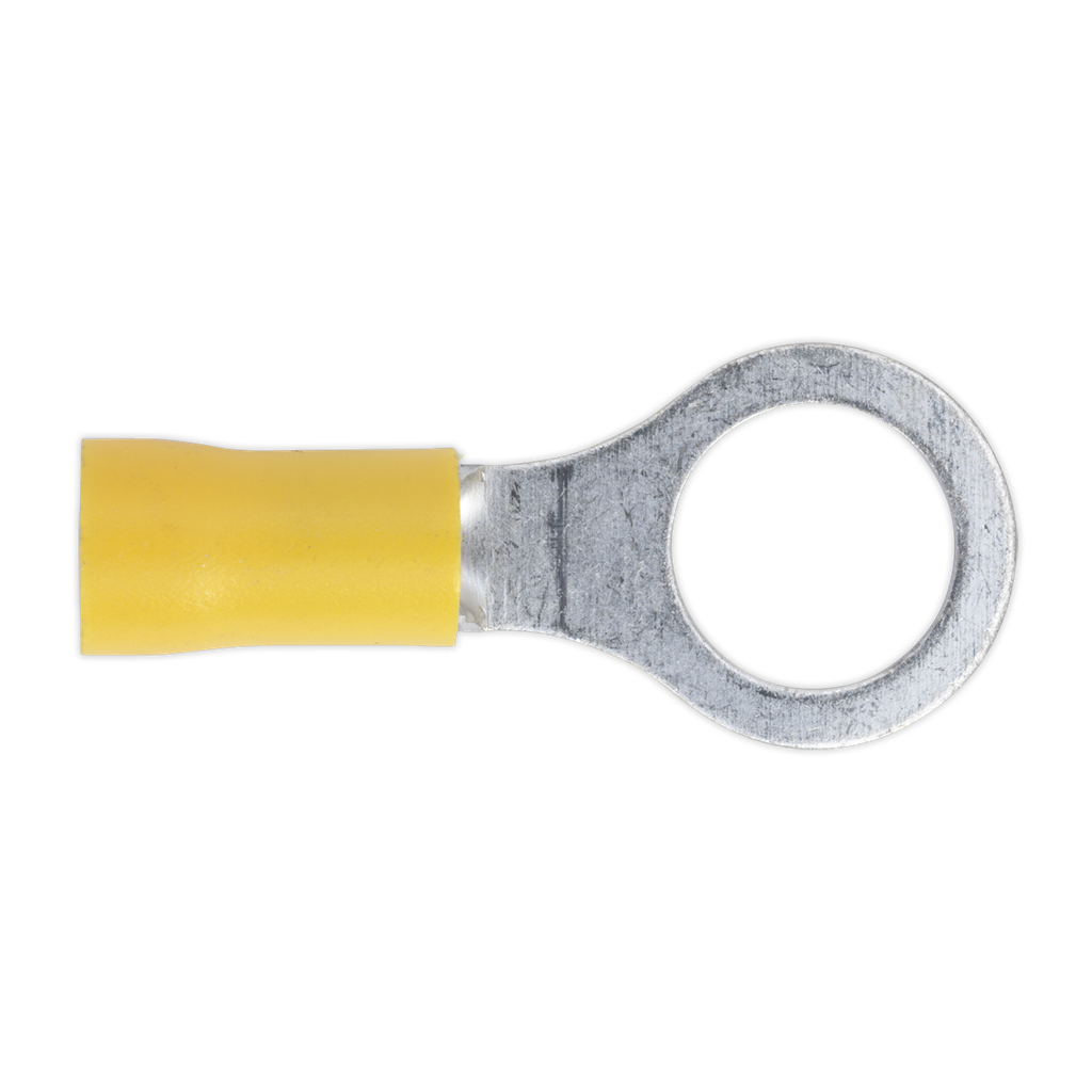Sealey Easy-Entry Ring Terminal 10.5mm (3/8"), Yellow - Pack of 