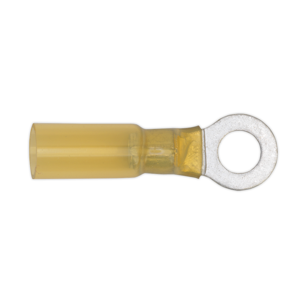 Heat Shrink Ring Terminal 6.4mm, Yellow - Pack of 25