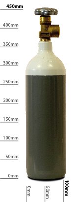 Adams Gas Oxygen Gas Bottle, 2L, for Heating, Cutting, Brazing, 