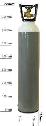 Adams Gas Oxygen Gas Bottle, 10L for Heating, Cutting, Brazing, 