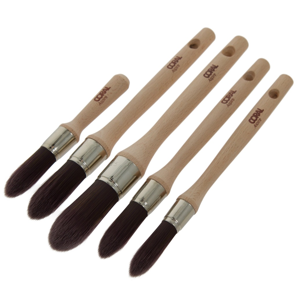 Coral Aspire Round Sash Paint Brush Set 5 Piece