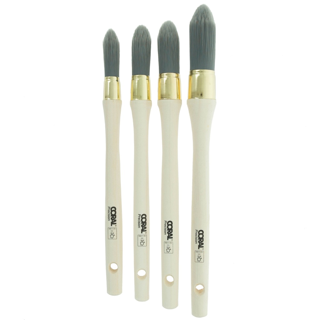 Coral Precision Round Sash Paint Brushes with Platinum Easy Clea