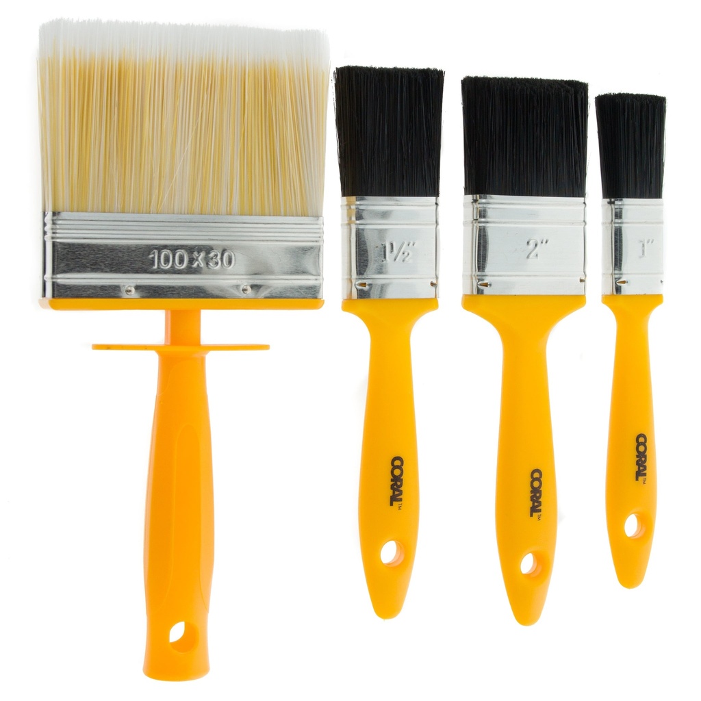 Coral Essentials Paint Brushes with a Block Brush and Flat Paint