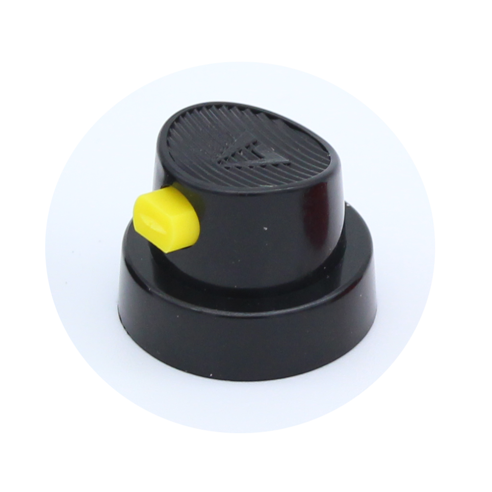 AEROSOL NOZZLE - FAN BLACK/YELLOW LOW OUTPUT (PACK OF 100)