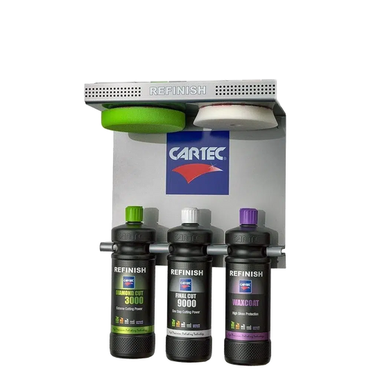 CarTec Wall Mounted 3 Bottle Starter System & 2 Compound Pads Orbital
