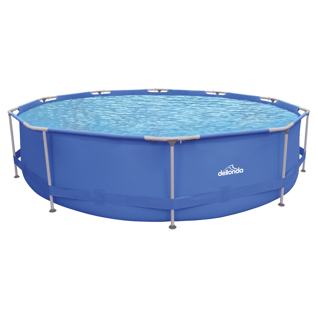 Dellonda Steel Frame Round Swimming Pool with Filter Pump 12ft - Blue