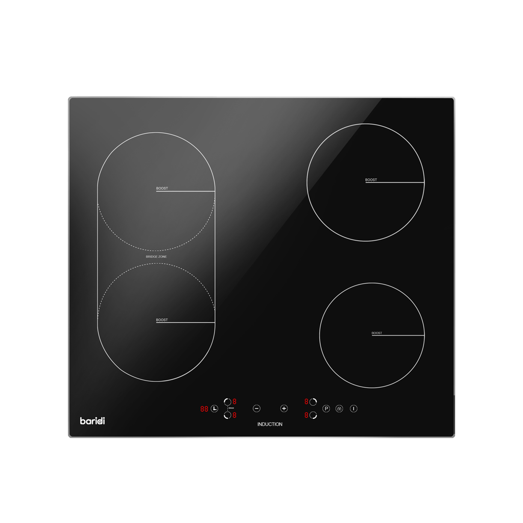 Sealey Baridi Integrated Induction Hob with 4 Cooking Zones & Br