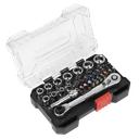 Sealey Premier Socket & Colour-Coded Bit Set 1/4"Sq Drive 31pc