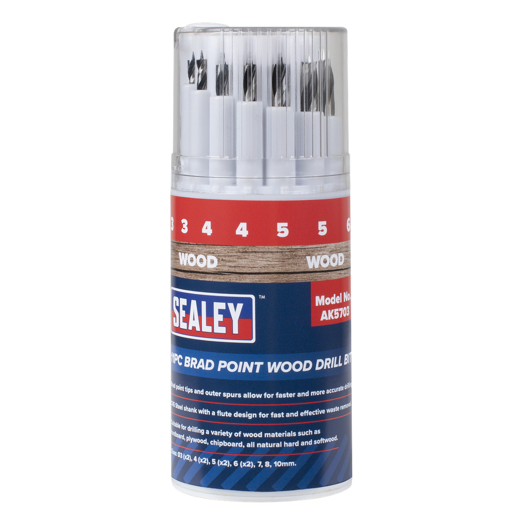 Sealey Brad Point Wood Drill Bit Set 11pc