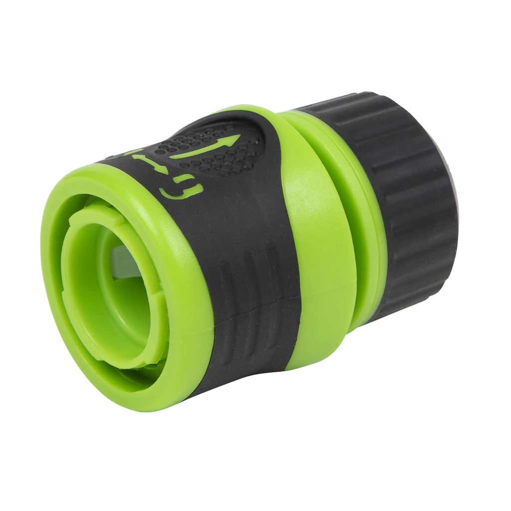 Soft-Touch Hose Connector With Water Stop & Lock 1/2"-5/8"