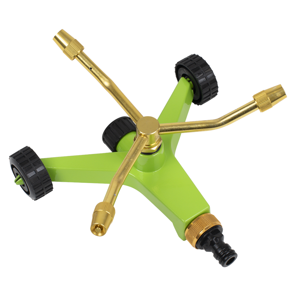 Sealey 3-Arm Brass Sprinkler with Metal Wheeled Base