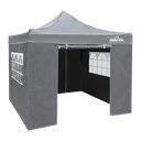 Dellonda Premium 3x3m Pop-Up Gazebo & Side Walls, PVC Coated, Water-Resistant Fabric with Carry Bag, Rope, Stakes & Weight Bags - Grey