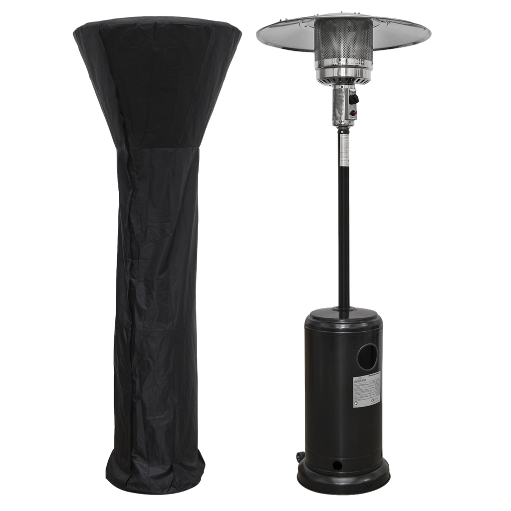 Sealey Dellonda Freestanding Gas Patio Heater 13kW with wheels for Commercial & Domestic Use, Supplied with Cover, Black
