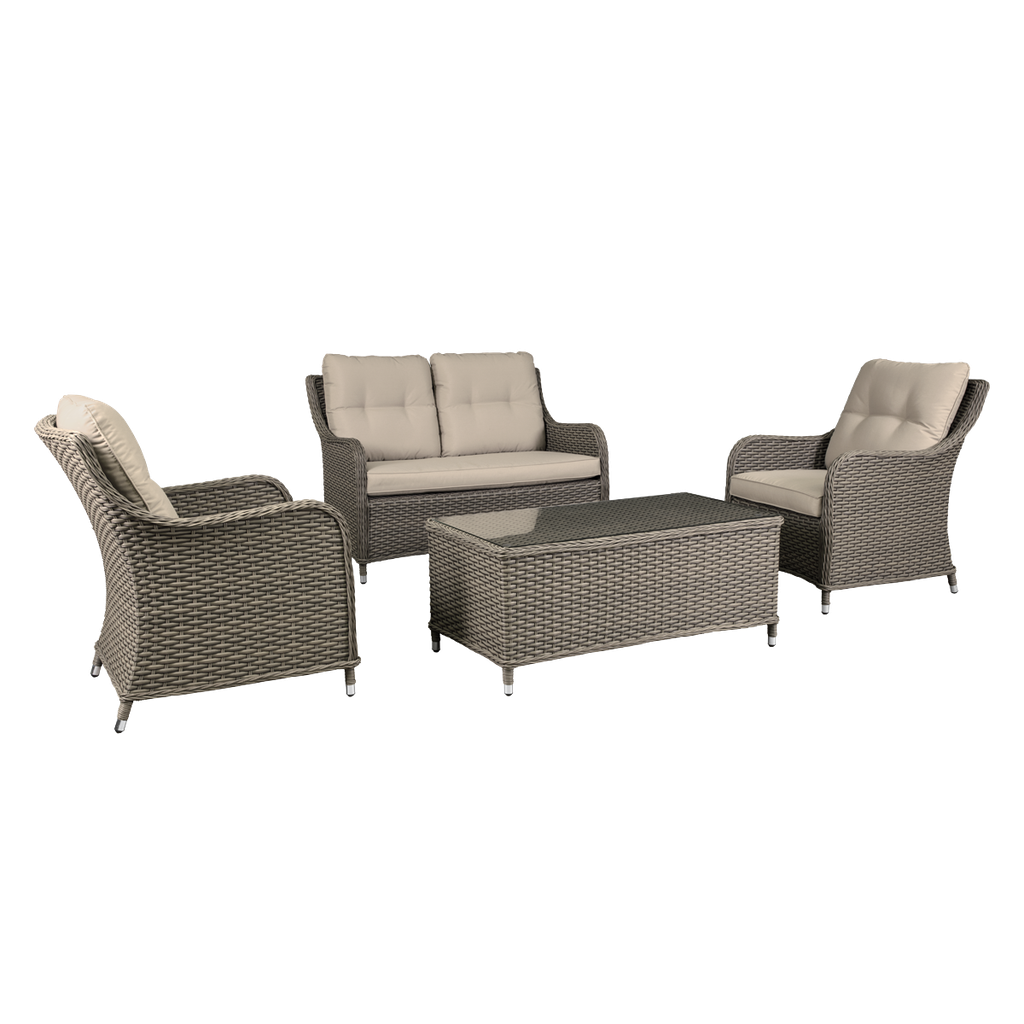 Dellonda Chester Rattan Wicker Outdoor Lounge Set 4pc