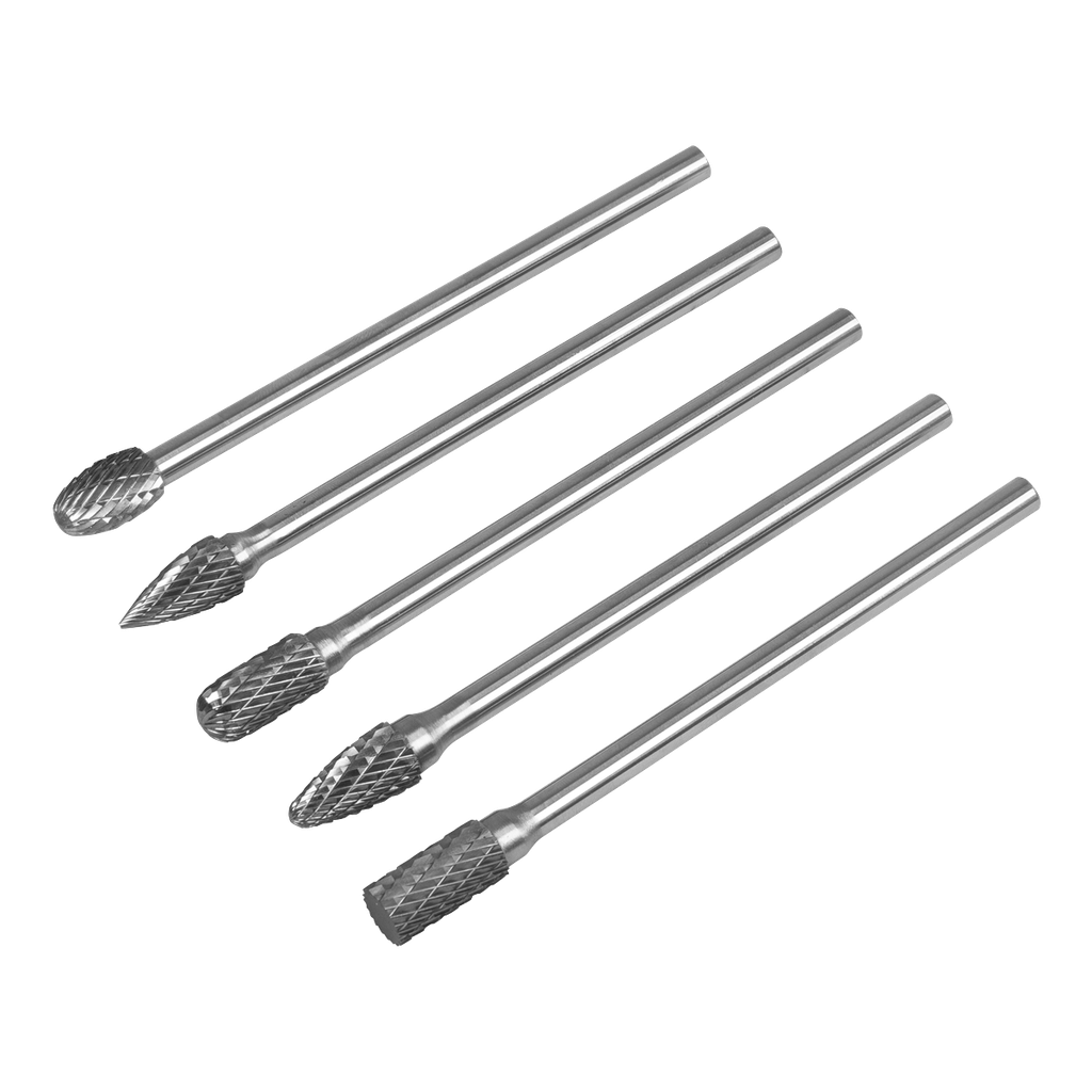 Sealey Tungsten Carbide Rotary Burr Set Extra-Long 5pc
