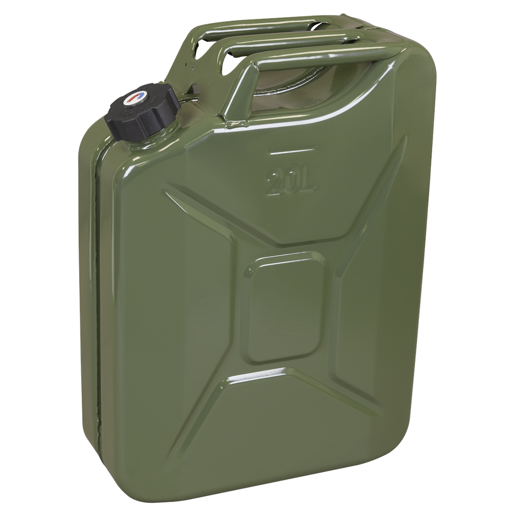 Sealey Screw Cap Metal Jerry Can 20L - Green