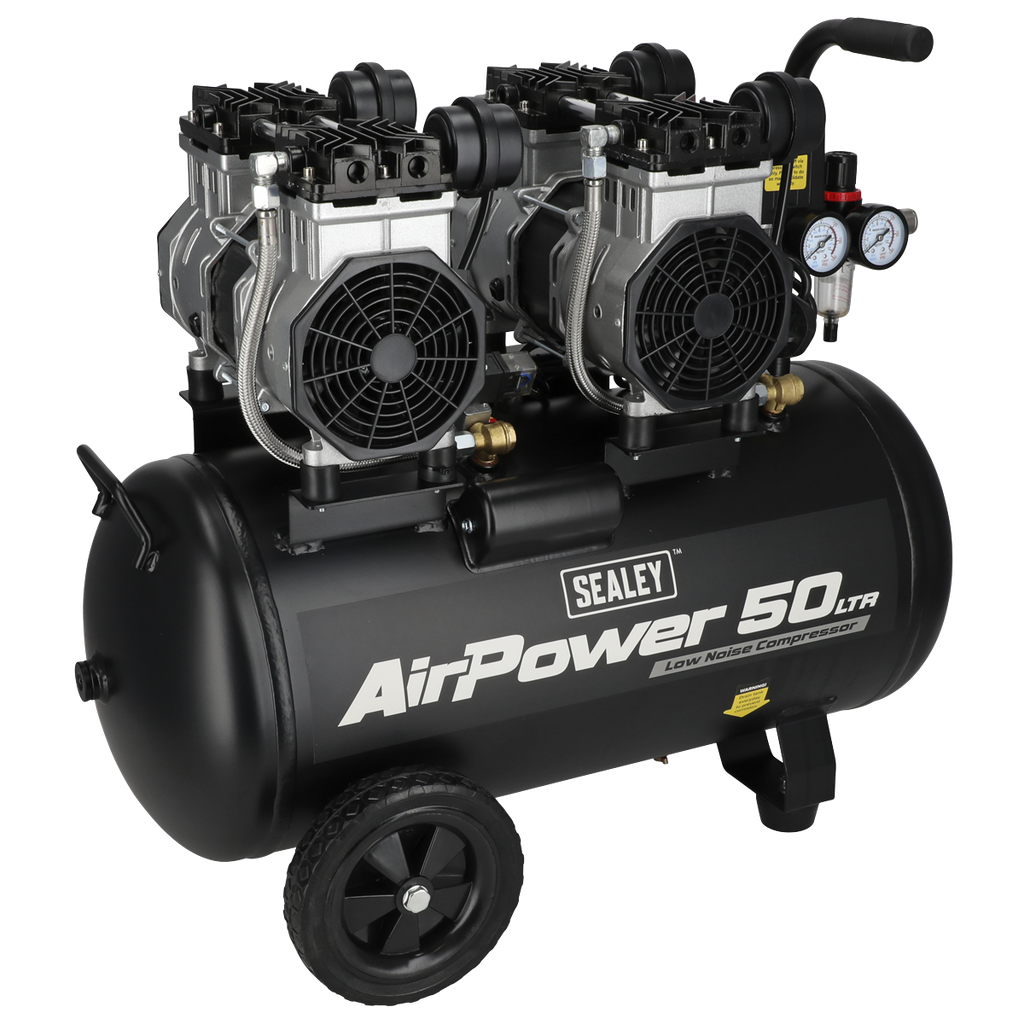 50L Low Noise Oil Free Direct Drive Air Compressor 2 x 2hp