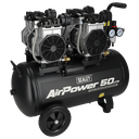 50L Low Noise Oil Free Direct Drive Air Compressor 2 x 2hp