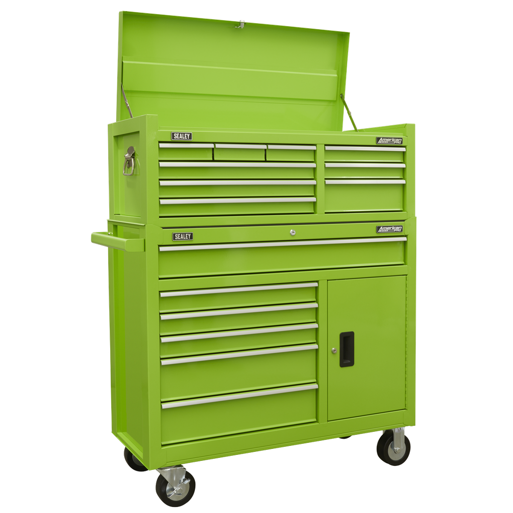American PRO® Topchest & Rollcab Combination 15 Drawer - Green