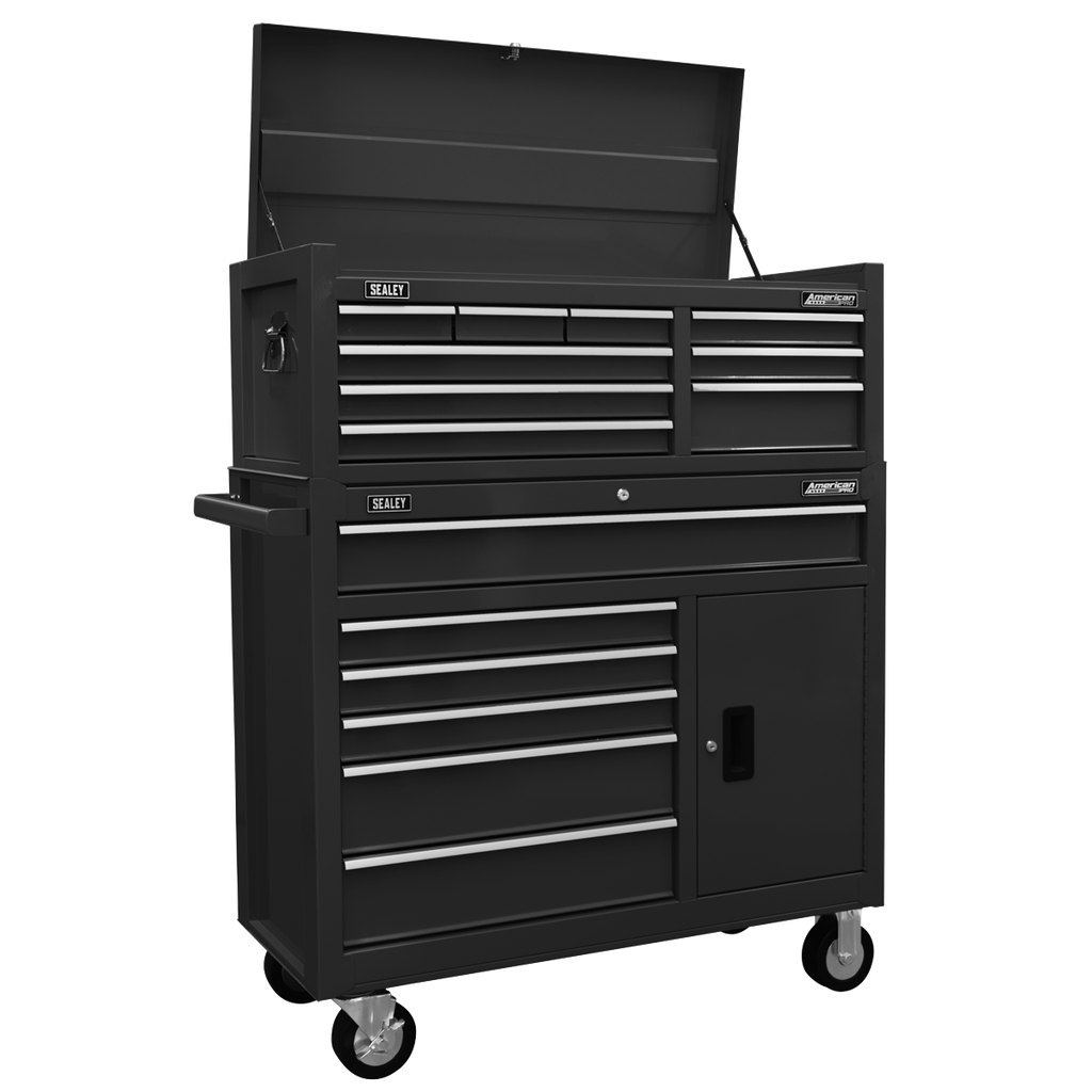 American PRO® Topchest & Rollcab Combination 15 Drawer - Black