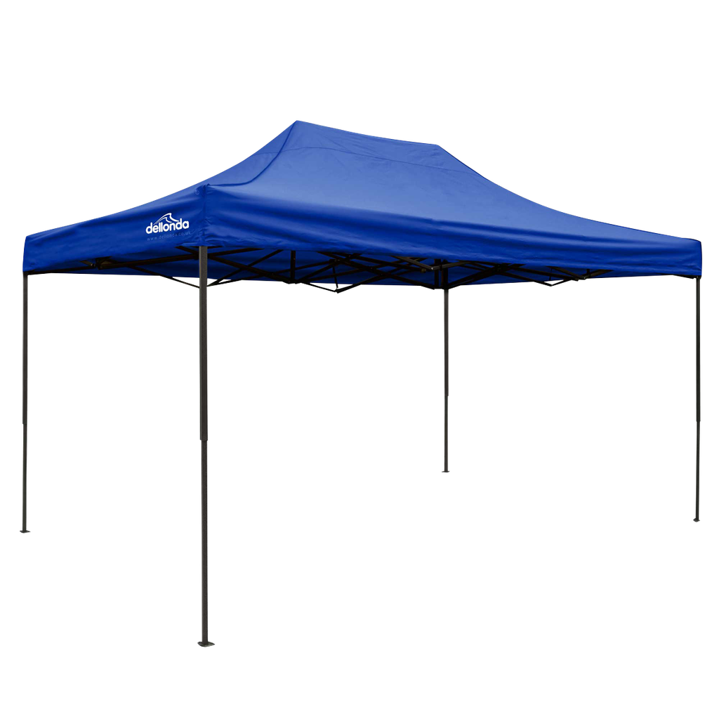 Dellonda Premium 3 x 4.5m Pop-Up Gazebo, Heavy Duty, PVC Coated, Water-Resistant Fabric, Supplied with Carry Bag, Rope, Stakes & Weight Bags - Blue Canopy