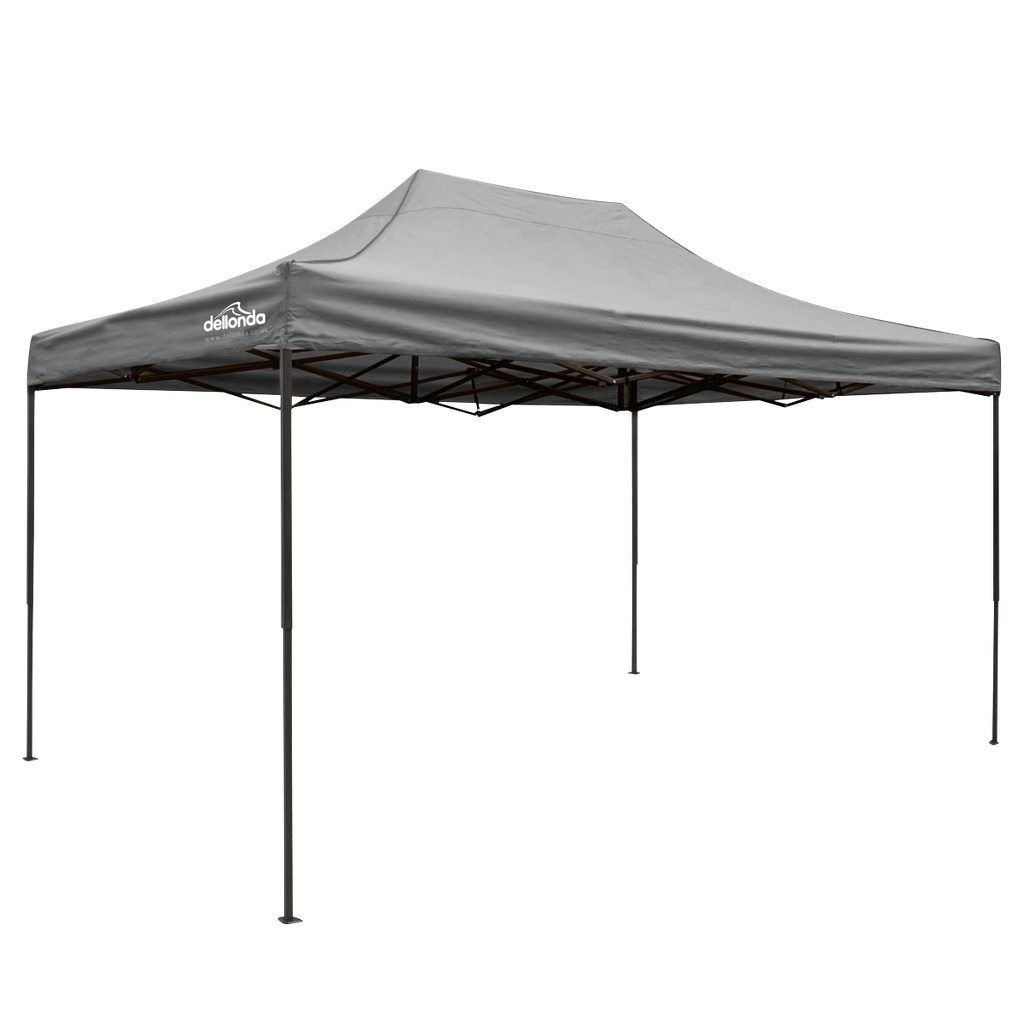 Dellonda Premium 3 x 4.5m Pop-Up Gazebo, Heavy Duty, PVC Coated, Water-Resistant Fabric, Supplied with Carry Bag, Rope, Stakes & Weight Bags - Grey Canopy
