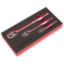 Premier Platinum Pear-Head Ratchet Wrench Set with Flip Reverse 3pc